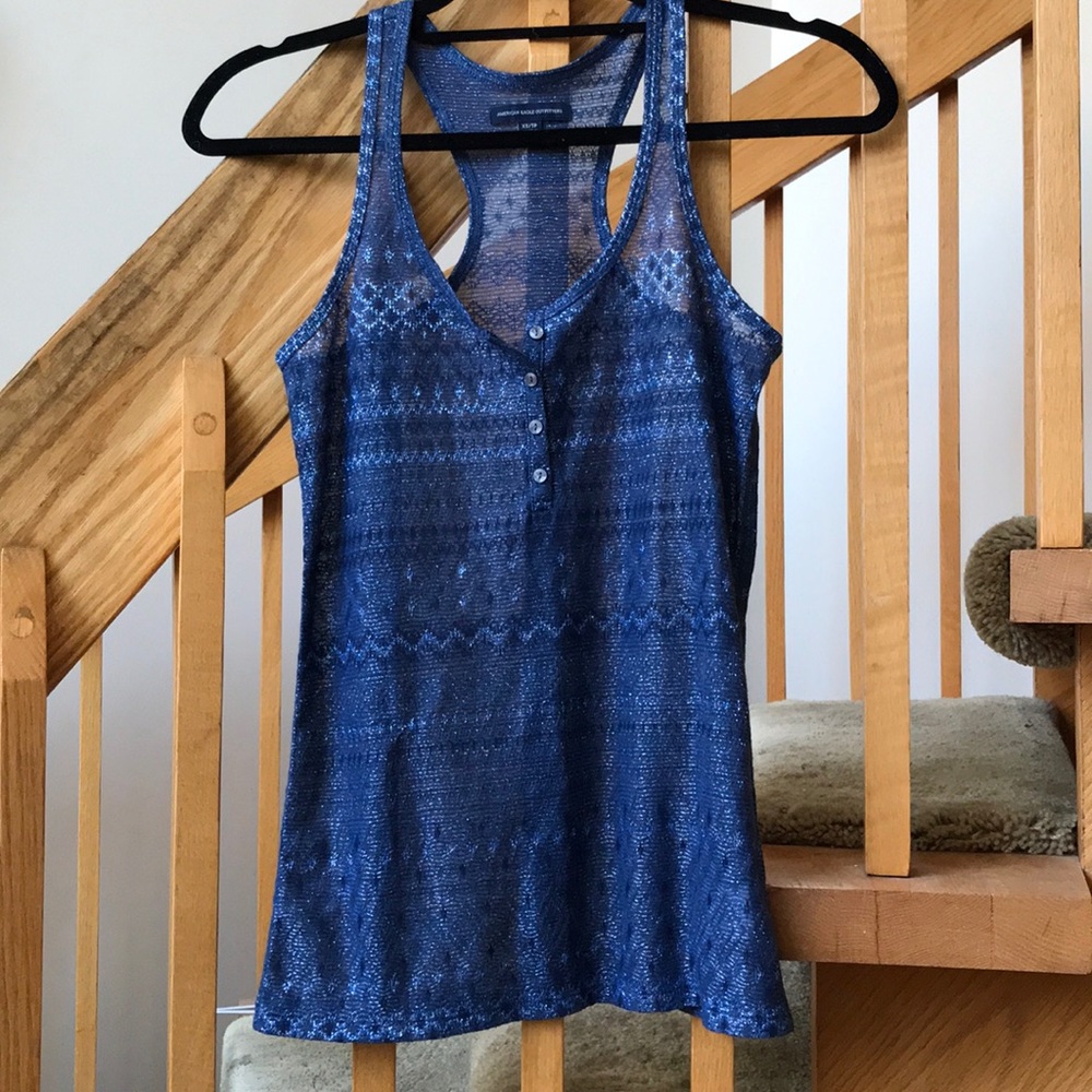 Blue and Silver Racerback Tank Top